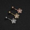 Stainless Steel Belly Button Ring Dangle Navel Ring Belly Piercing External Thread Cubic Zirconias Navel Ring Piercing