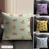 Cherry Bow Cushion Cover Linen Organic Fabric DoubleSided Printing Sofa Breathable Home Decor Gift Pillow Case