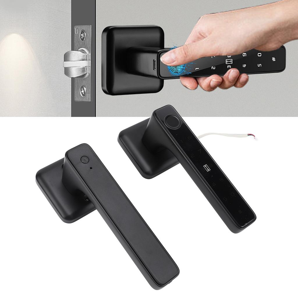 Fingerprint Door Smart Lock Passcode Keyless Door Entry Lock with Handle Keys IC Cards for Bedroom H