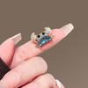 Women Brooch Sparkling Rhinestones Blue Shell Small Crab Shape Lapel Pin Suits Coats Bags Scarves Badge Versatile Accessory