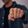 Adjustable Open Ring Men Women Sterling Enamel Geometric Design Minimalist Vintage Style