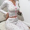 Europe and the United States Hot-selling Loungewear Love Printing Long-sleeved Lapel Pajamas Women Can Wear Trousers Two-piece Set