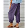 2026 Loose High-Waisted Buttoned Cotton Linen Wide-Leg Nine-Point Women's Pants