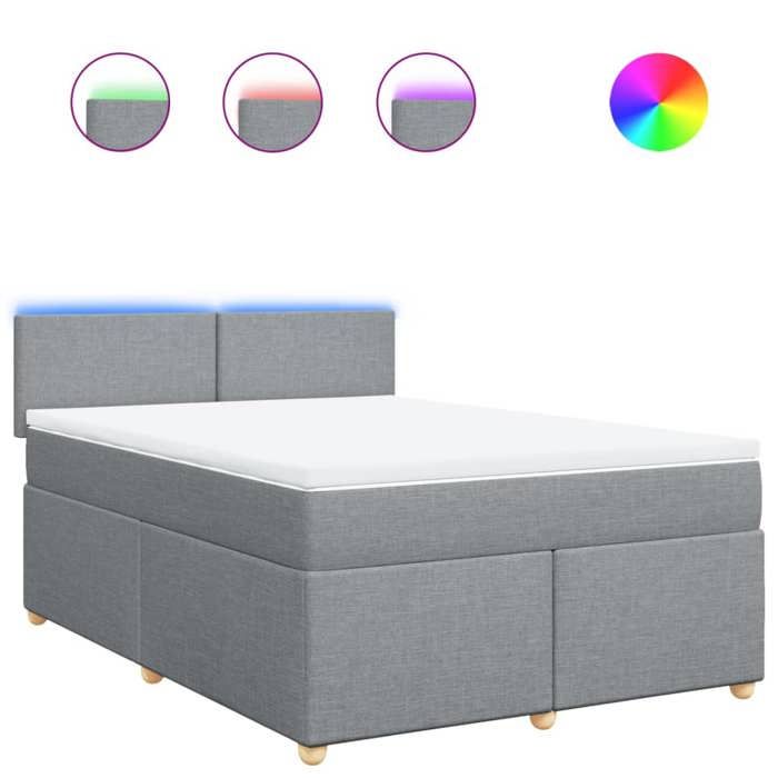 VidaXL Sommier à lattes de lit avec matelas Gris clair 140x200cm Tissu 3288996