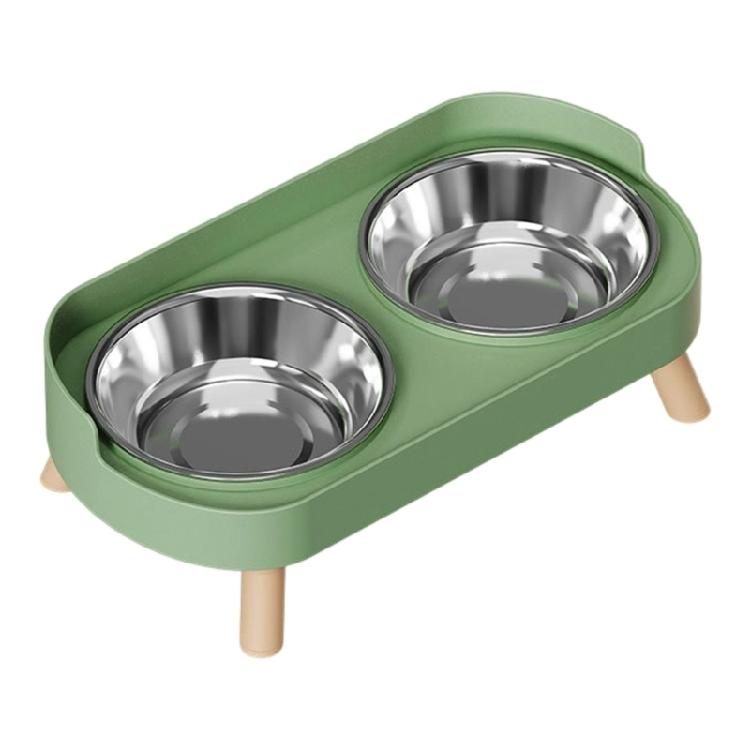 

Pet Feeding Station With Double Bowl Splash Proof For Better Digestion Bright Color Feeding Stand зелений