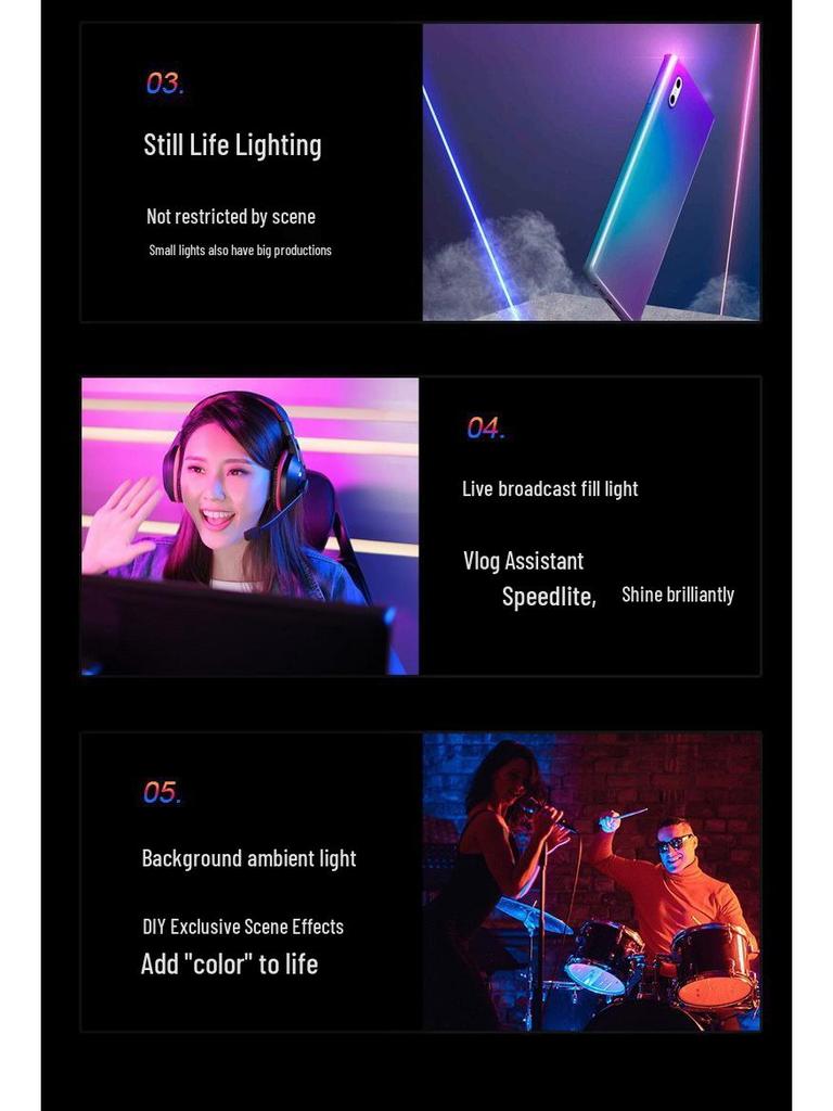 AY83 RGB Flash Light for Mobile, Live Broadcast, Computer, and DSLR Photography