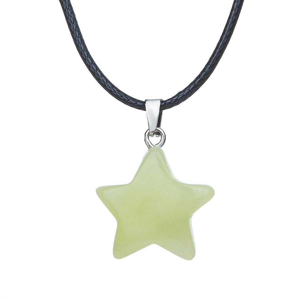 Natural stone star pendant, Xiuyu, blue patterned stone, pentagram necklace, jewelry