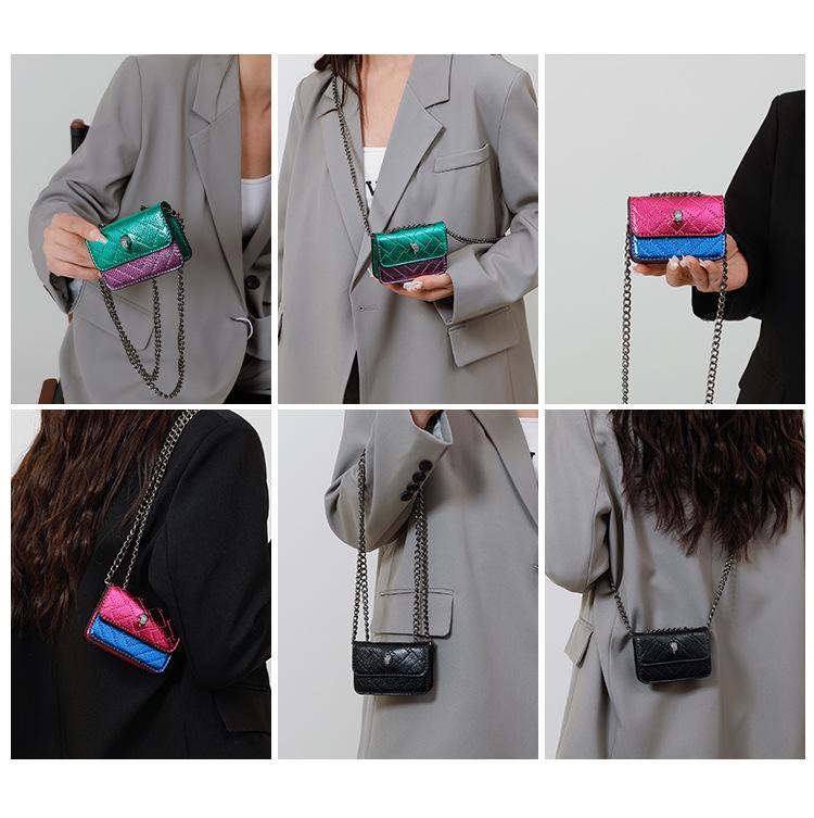 2025 Frühling/Sommer Diamantgesteppte Mini-Ketten-Tasche - Adlerkopf Bestickte Umhängetasche