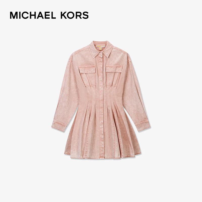 Michael Kors Женское хлопковое джинсовое платье А-силуэта с плиссировкой, подчеркивающее талию XL