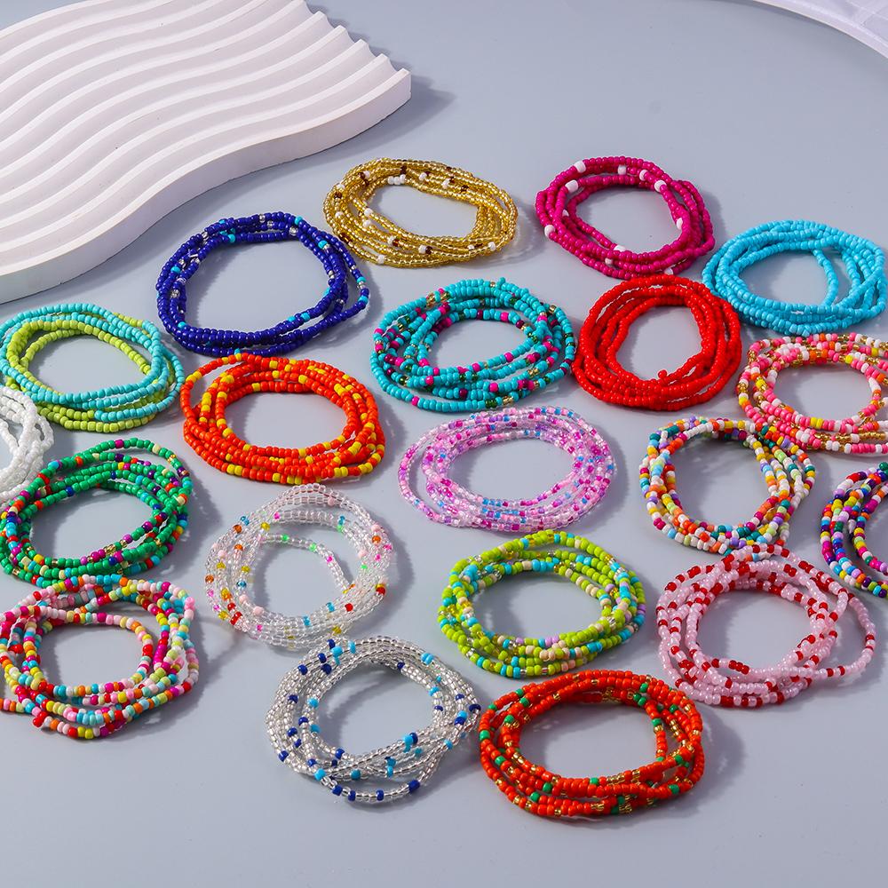 Fashion Bohemian Colorful Beads Bracelet Multi-layer Handmade Beaded Bracelets Women Girls Party Holiday Jewelry Gifts