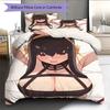 Anime-Muster Bettwäsche Steppbettdecke Set Bettbezug Kissenbezug Heimdekoration Geburtstagsgeschenk (1 Bettbezug + 2 Kissenbezüge, ohne Füllung)
