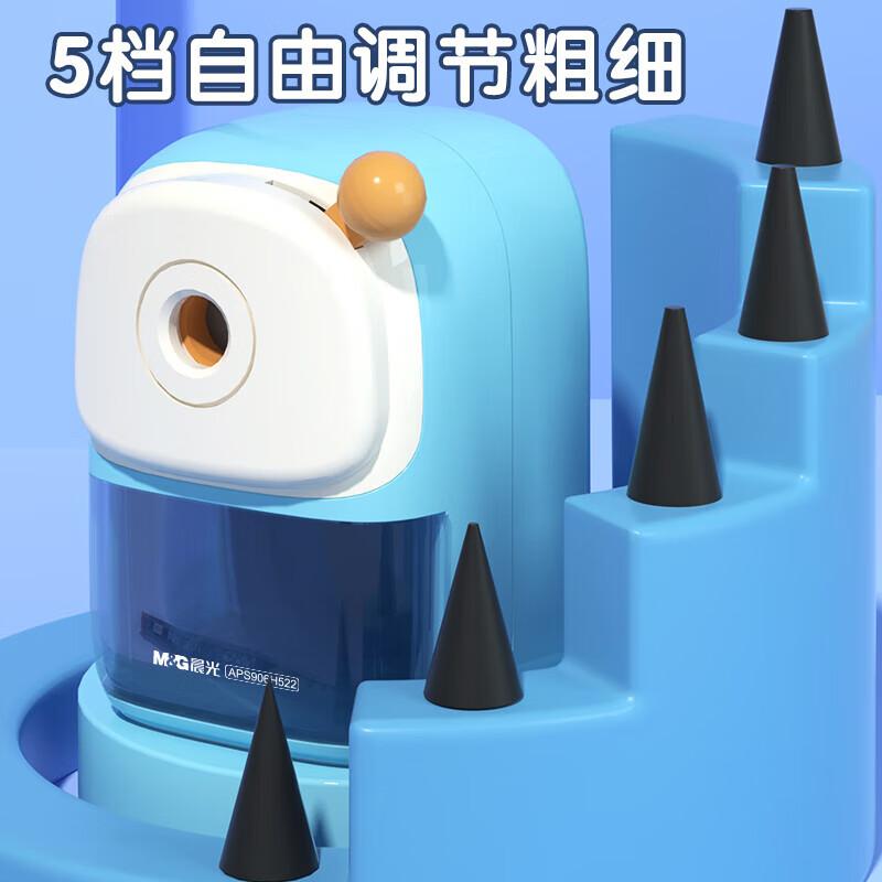 Large-Aperture Pencil Sharpener with Five Adjustable Thickness Settings, Thick Handle, High-Capacity Hand-Cranked Sharpener, Random Color, APS906H5