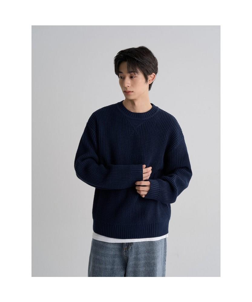8SECONDS Casual Fisherman Round Knit Navy