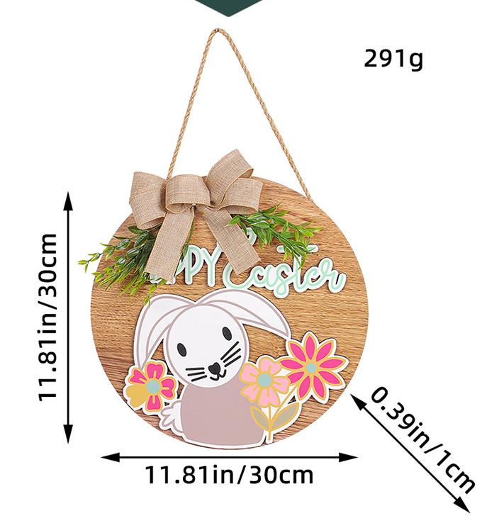 

Easter Wooden Bunny Hanging Sign Decor Happy Easter Door Ornament Home Wall Rustic Bow Plant Decorative Plaque Festival Party