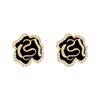New Luxury Micro Set Zircon Black Camellia Flower Earrings for Womens Korean Fashion Jewelry Party Exquisite Accessories