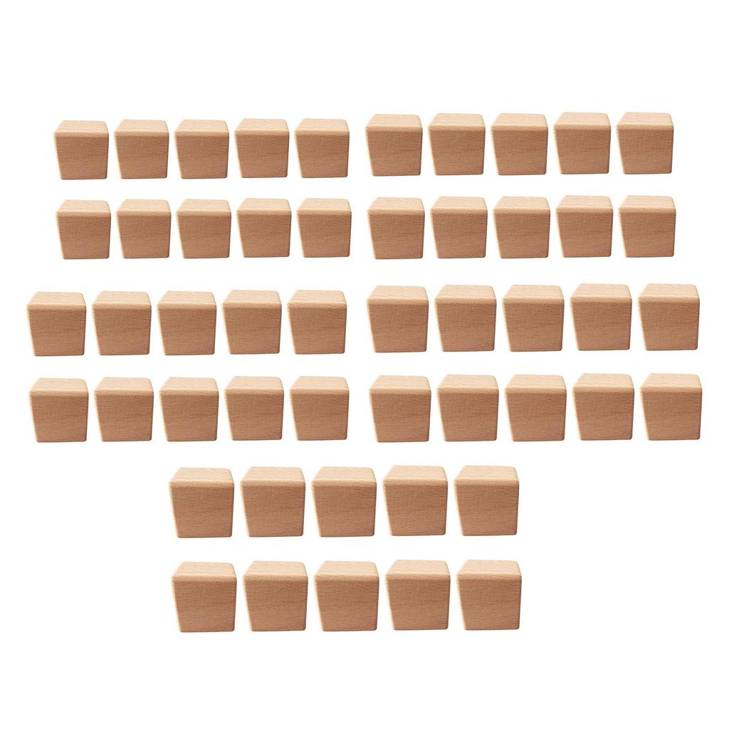 10Pcs Natural Wood Cube Blocks Square Crafts Wooden Shapes Unfinished Wooden