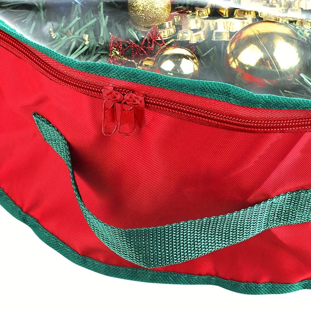 Heavy-Duty Christmas Wreath Storage Bag - Tear-Resistant, Transparent Slot & Sturdy Handles. Perfect Holiday Decor Organizer!