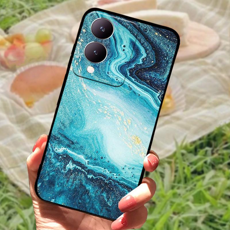 Für Vivo Y17s Hülle Mode Cartoon Schwarz Silikon Weiche Rückseite Hülle Für Vivo Y17s Handyhülle Cover 6,56" Y 17 s Funda Coque
