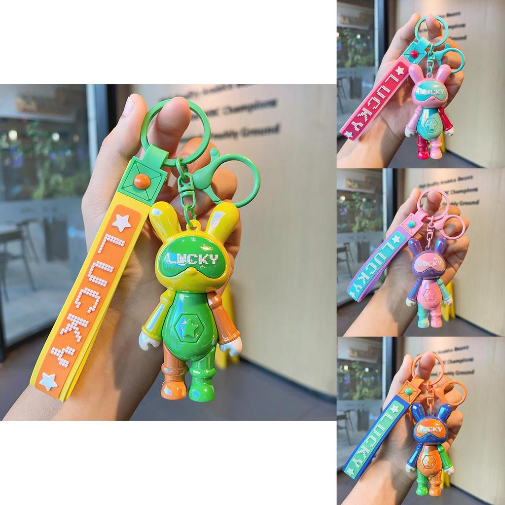Adorable Cartoon Lucky Rabbit Keychain Cute Silicone Keyring For Couples And Kids