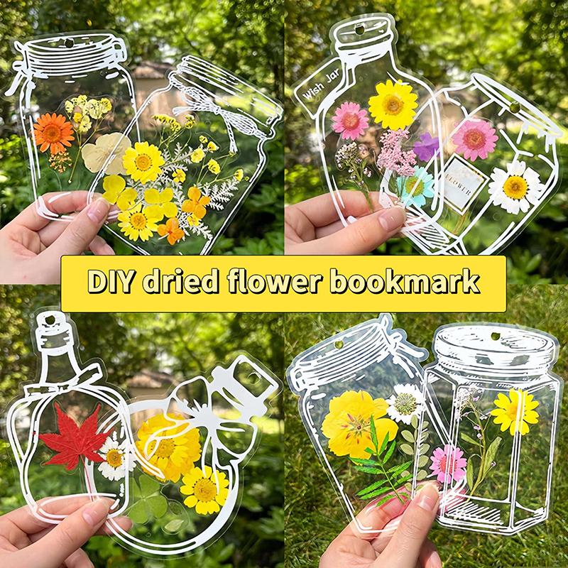 40/60Pcs Diy Handmade Transparent Dried Flower Bookmark Set Clear Bottle Shape Bookmarks For Collecting Dried Flowers Bookmarks