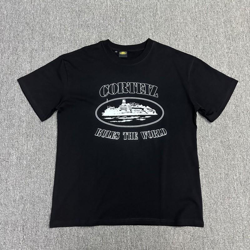 Corteiz Streetwear Baumwoll-T-Shirt Herren Lockerer Schnitt Rundhals Kurzarm Hip Hop Grafik-T-Shirt
