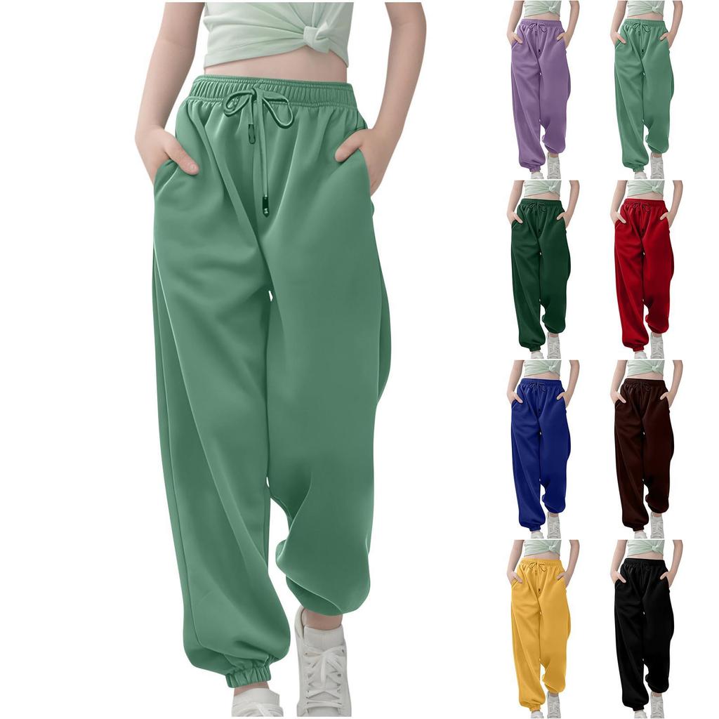 Enfärgade Långbyxor för Pojkar och Flickor, Löst Snitt för Vår/Höst, för Barn