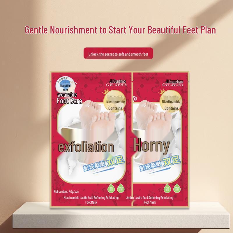 Ji Cunxi Niacinamide & Lactic Acid Exfoliating Foot Mask - Gentle Dead Skin Remover & Softener