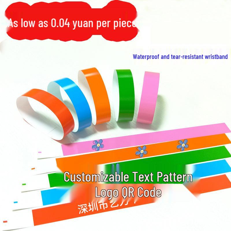 Waterproof Tear-Resistant Synthetic Paper Wristbands for Children s Park Admission VIP Gold 100 pcs