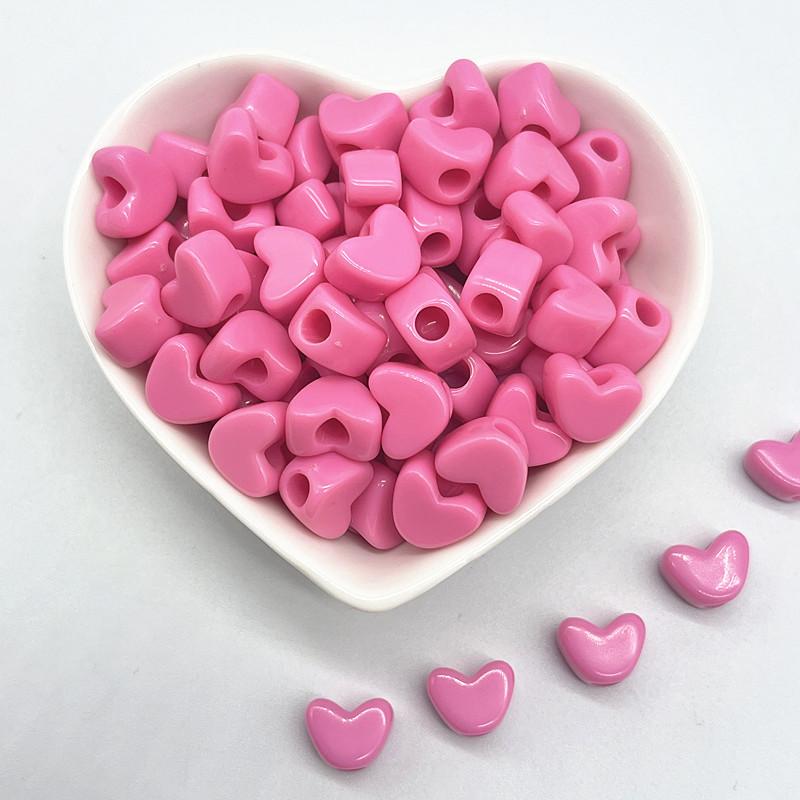 30pcs 11mm Candies Colour Big Hole Heart-shaped Acrylic Loose Spacer Beads for Jewelry Making DIY Accessories