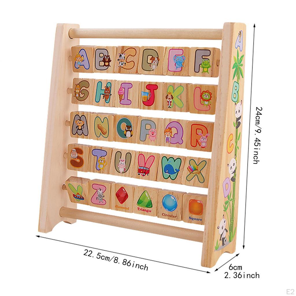 Wooden Educational Alphabet Abacus with Wood Blocks Activity Centre Animal Learning Toys Teaching