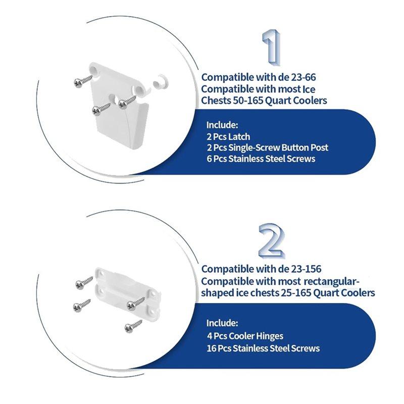 A25F-Ice Chest Replacement Parts Kit For Igloo-Cooler Components Including Plastic Hinges, Latch Posts, Drain Plug