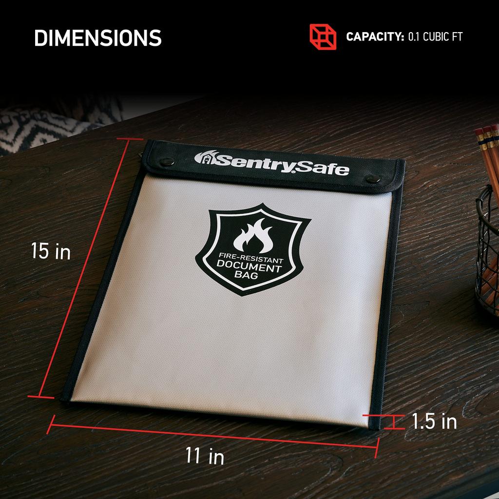 SENTRY Fireproof Bag for Home Fireproof and A4 Snap and Zipper Double Gray Safes, Water-Resistant, Size, Closure, Lock, (FBWLZ0)