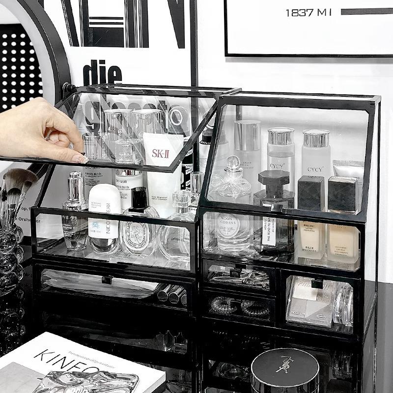 High-End Transparente Staubdichte Kosmetikaufbewahrungsbox für Waschtisch