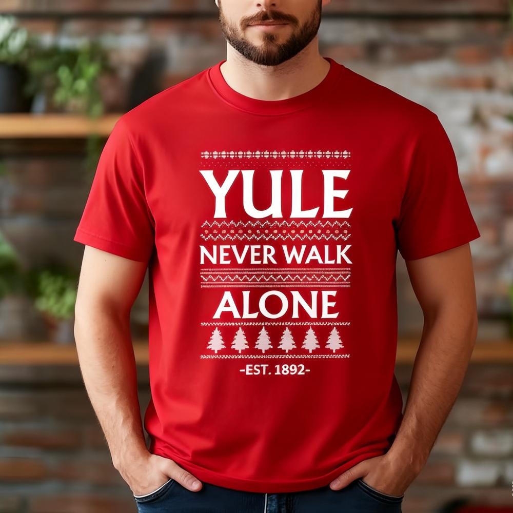 Yule Never Walk Alone Football men women Sweatshirt Christmas Crewneck man Tshirt Christmas Football Inspire Mens Tee Tops S
