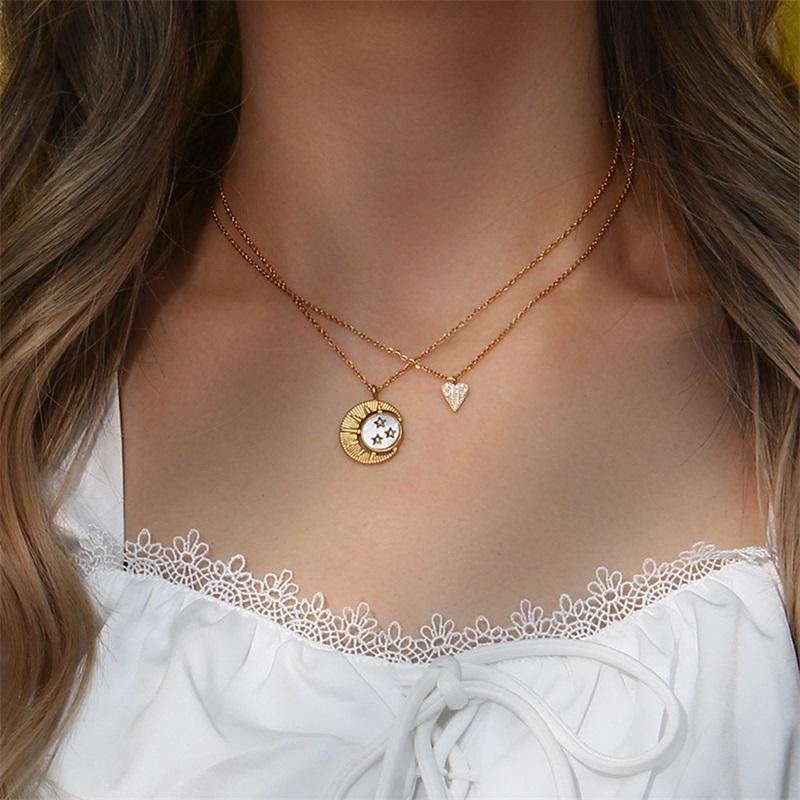Youthway Stainless Steel Necklace Cubic Zirconia Pendant 18 K Plated Trendy Jewelry Boucle D'Oreille Femme Necklace Gala