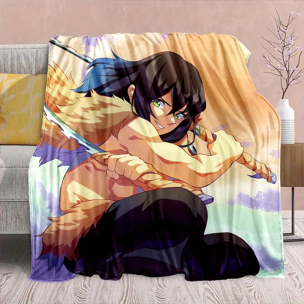 Demon Slayer Anime Flannel Blanket - Soft Warm Perfect for Sofa, Bedding Camping Travel Office Home Decor
