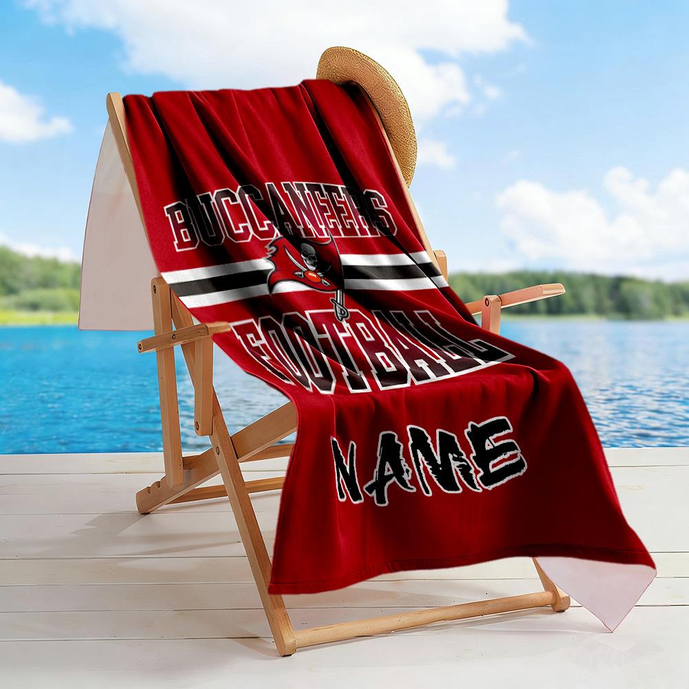 Buccaneers Football Team Spirit Personalized Text Beach Towel Super Soft Microfiber Quickdry Fabric Perfect for Traveling Yoga Camping and Swimming