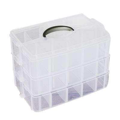 3-lagige transparente Schmuckperlen-Pillen-Bastel-Aufbewahrungsbox mit Organizer-Fach