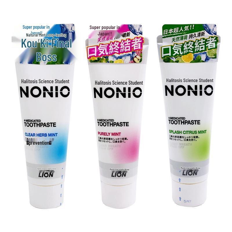 Lion NONIO Japan Toothpaste 130g - Fresh Breath in Cool Mint, Fruity Mint, or Citrus Mint.