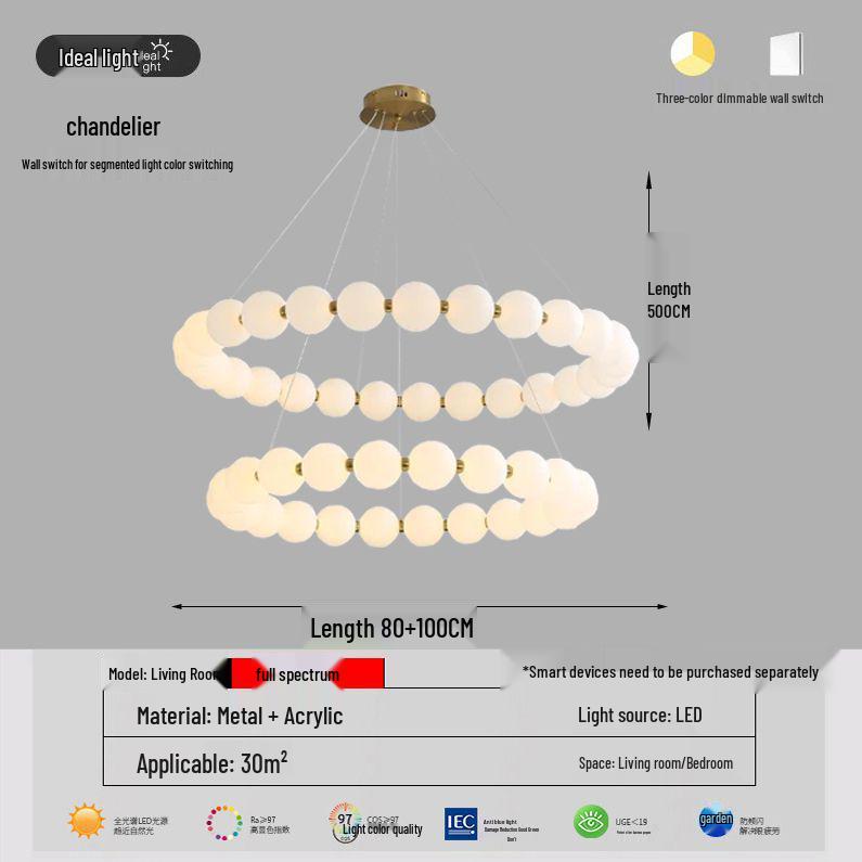 Italian Cream Minimalist LED Pendant Lamp for Living Room and Stairwell