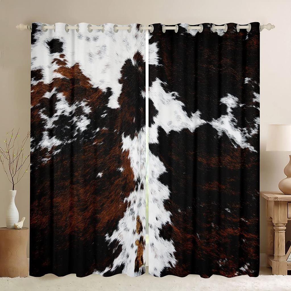 Závěsy na okna Patchwork Závěsy z kravské kožešiny Závěsy do obývacího pokoje Kuchyň Ložnice Moderní úpravy oken Závěsy Žaluzie