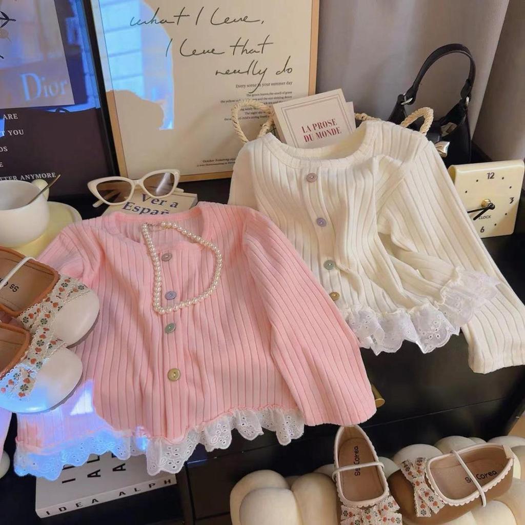 Autumn Lace Trim Long Sleeve T-Shirt for Girls