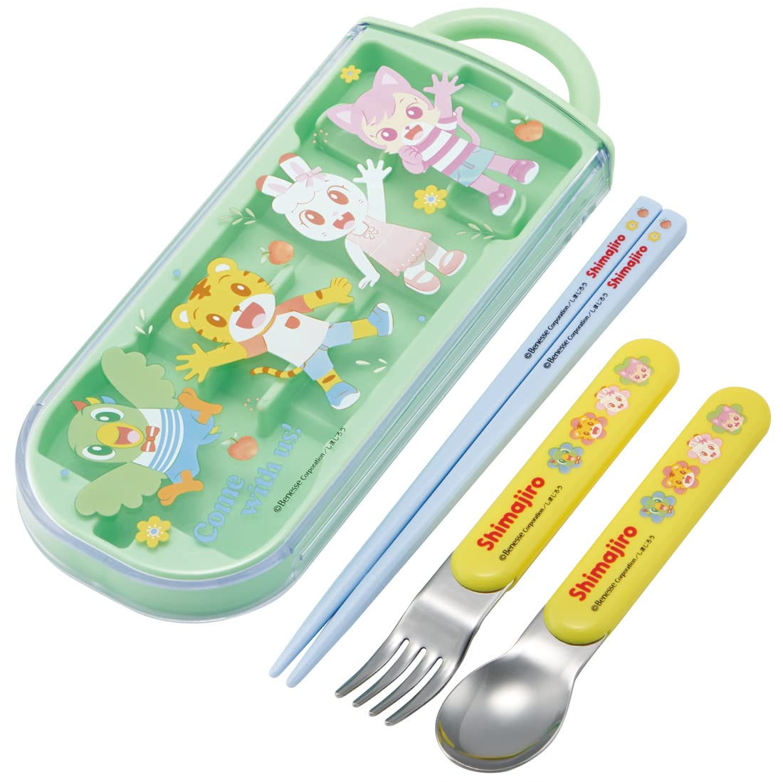 

Skater Lunch Box Trio and Made in Shimajiro for Boys and TACC2AG Children s Set, Chopsticks, Spoon, Fork, Kids Cutlery, Antibacterial, Easy-Open