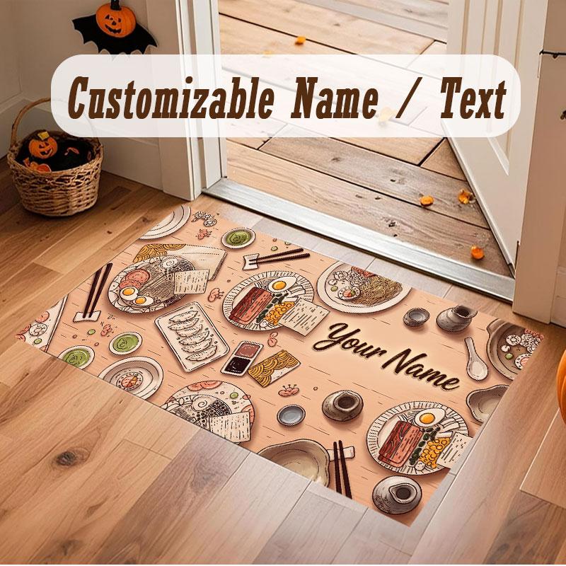 Neon Colorful Theme Crystal Velvet Floor Rug Personalized Custom Name Text Warm Carpet Home Decoration