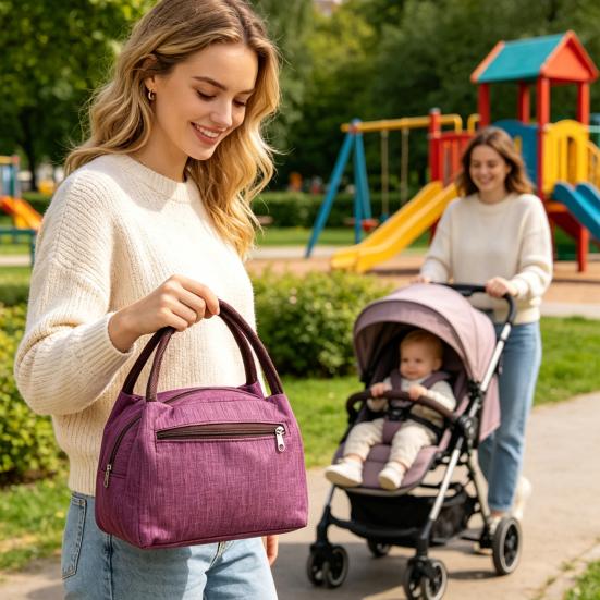 Portable Lunch Bag Thickened Oxford Waterproof Lunch Box Large Opening with Comfortable Handle for Work Travel And Mommy Bag