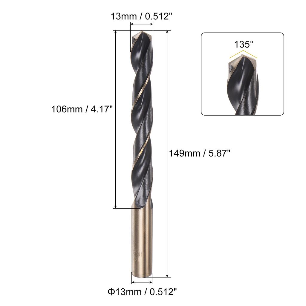 2pcs High Speed Steel Twist Jobber Drill Bit 7/8/9/10/11/12/13mm Titanium Nitride Coated M2 for Handheld Drills Drilling Machine