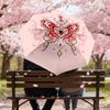 1pc Butterfly Heart Automatic Folding Umbrella 8 Rib Iron Frame,  Suitable for Travel, Daily Use, Birthday, Women & Men Gift c1231067