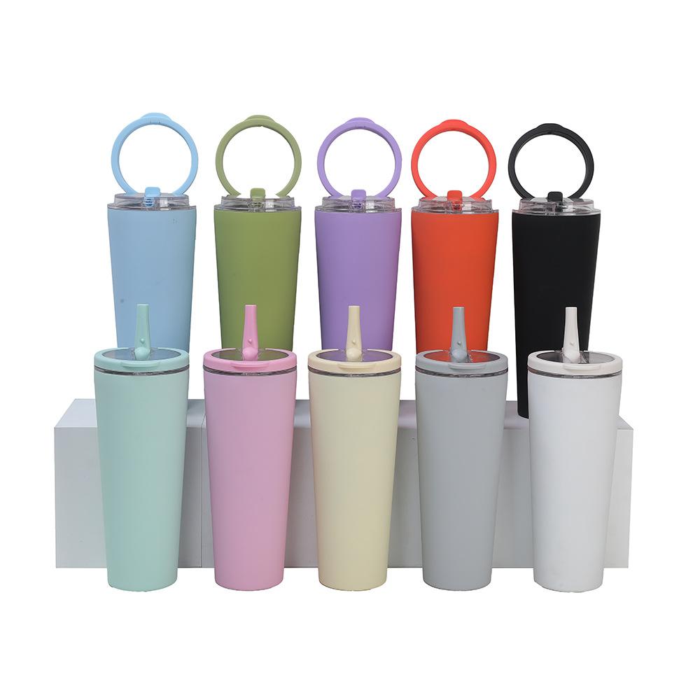 Ring Handle 304 Stainless Steel Thermos Cup Office Folding Straw Cup High Value Random Cup
