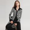 ELLE Elegant Striped Long Sleeve Knit Dress Women Dresses Black White EL49387