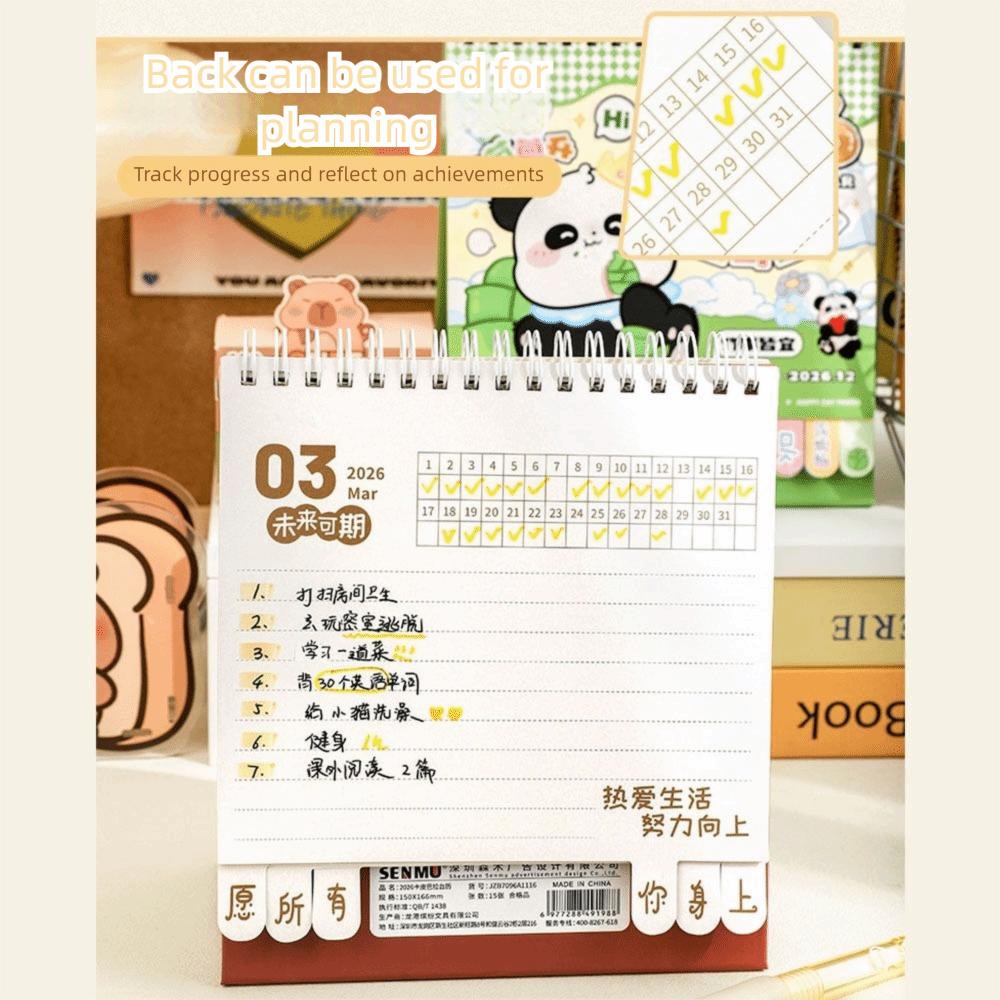 Coil 2026 Desk Calendar Desktop Decoration Schedule Planner Cartoon Mini Calendar  Gifts